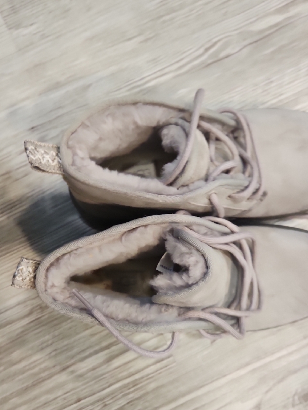 UGG Grey Suede Shearling Lace-Up Ankle Boots - Picture 4 of 7